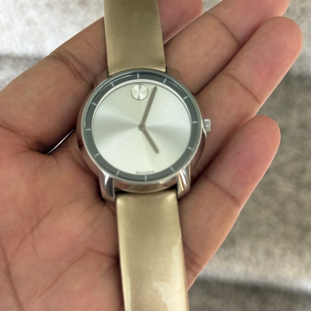 Movado Bold Women's Stainless Steel gold Leather strap watch